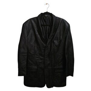J. Ferrar Black Genuine Leather Blazer Jacket Men’s Classic Fit size Medium